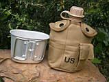 Фляга з кружкою US Вottle 1 л пластикова в чохлі Койот, фото 8