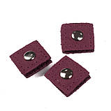 Магнітна кнопка на шкіряній підложці (квадрат), колір Винний, фото 3