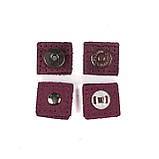 Магнітна кнопка на шкіряній підложці (квадрат), колір Винний, фото 2