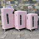 Дорожня валіза Wings DQ181-05 з поліпропілену на 4 колесах, середня рожева, фото 4