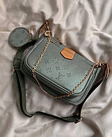 Женская сумка "3 в 1" LV Multi Pochette Olive New (олива) Gi4150 модная очень красивая на длинном ремне