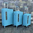 Дорожня валіза Wings DQ181-05 з поліпропілену на 4 колесах, середня блакитна, фото 4