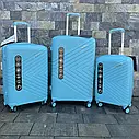 Дорожня валіза Wings DQ181-05 з поліпропілену на 4 колесах, середня блакитна, фото 5