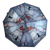 Женский атласный зонт полуавтомат с пейзажами Парижа 4039