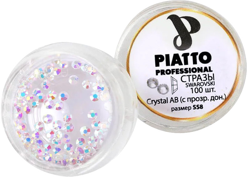 Стрази Сваровскі Сrystal AB (з прозорим дном) SS8 100шт Piatto
