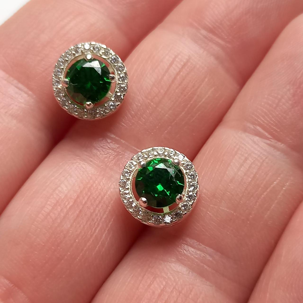 Срібні сережки трансформери Зелені, фото 1