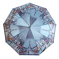 Женский атласный зонт полуавтомат с пейзажами Парижа 4039