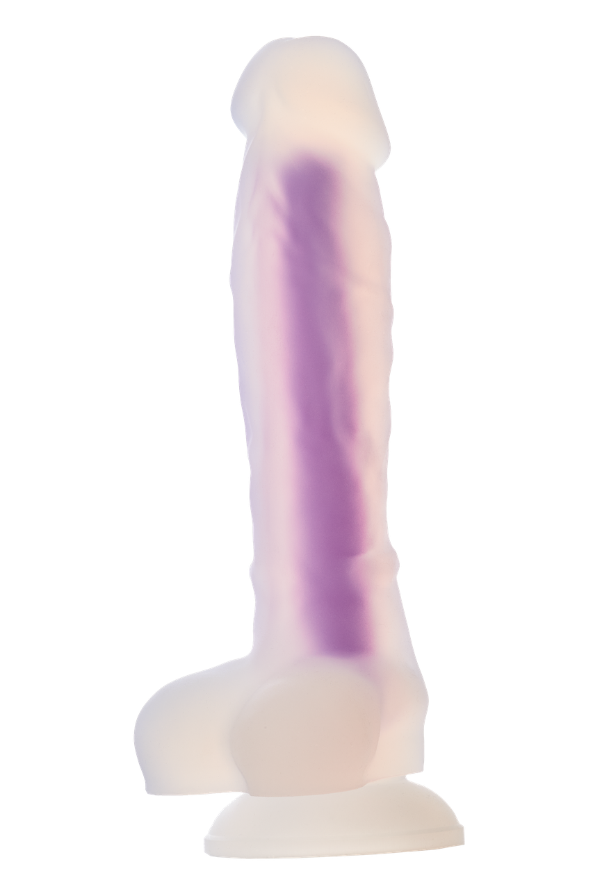 Фалоїмітатор світний у тем Dream Toys Radiant Soft Silicone Glow In The Dark Dildo Medium Purple