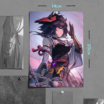 "Кудзьо Сара (Геншин / Genshin)" плакат (постер) розміром А5 (14х20см)