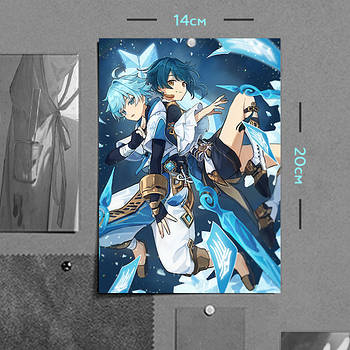 "Чун Юнь і Сін Цю (Геншин / Genshin)" плакат (постер) розміром А5 (14х20см)