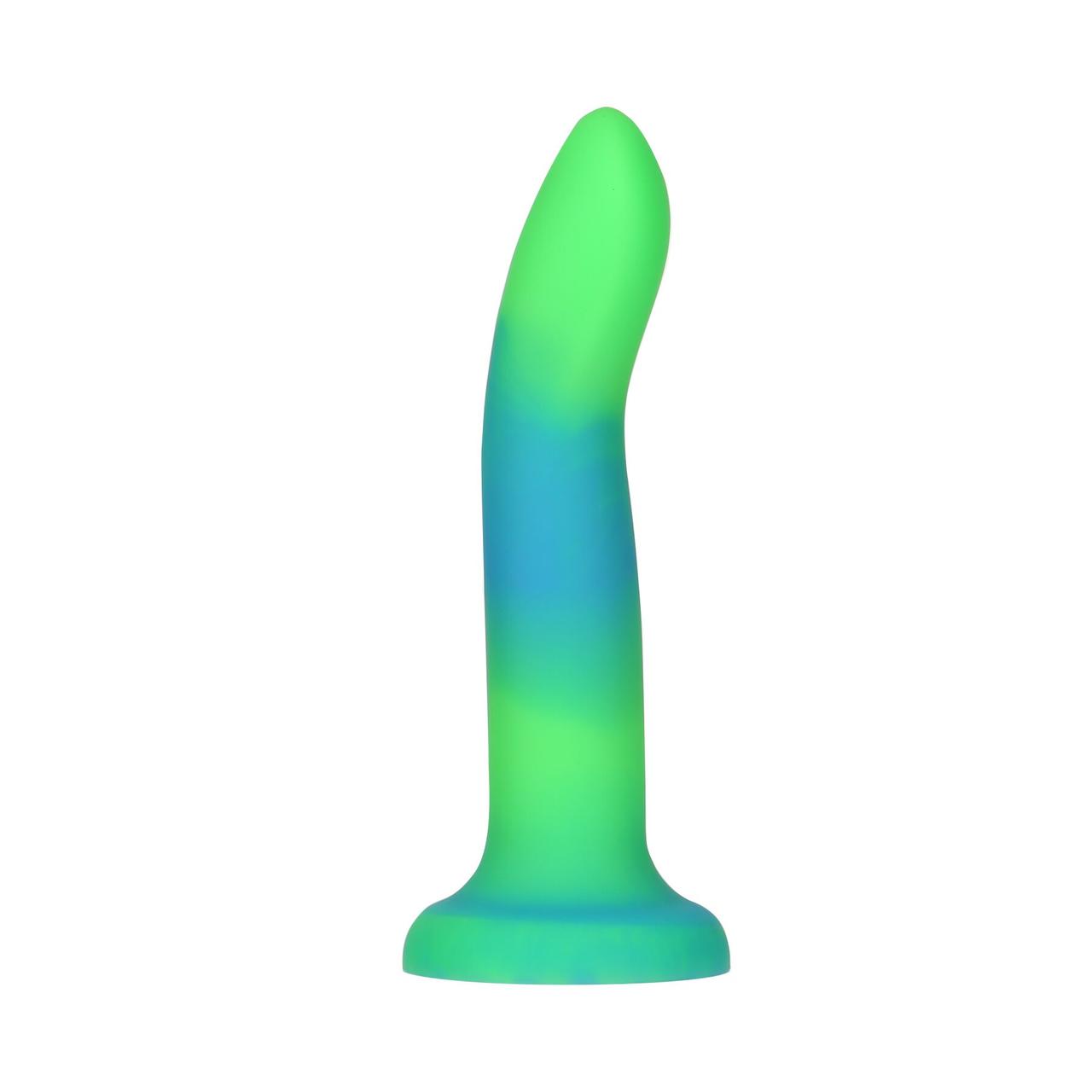 Фалоїмітатор світний у темряві Addiction Rave 8 ⁇ Glow in the Dark Dildo Blue Green, 20,3 см