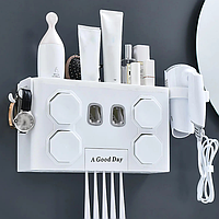 Держатель для зубных щеток и зубной пасты MULTIFUNTIONAL TOOTHBRUSH RACK ART0367, навесной держатель для щеток