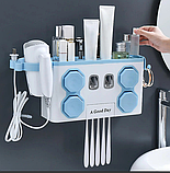 Настінний органайзер для зубних щіток та полицею під косметику MULTIFUNTIONAL TOOTHBRUSH RACK ART0-367, фото 9