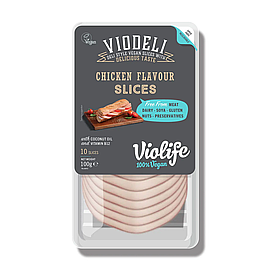 Рослинні веганські слайси зі смаком курки, без глютену, 100 г, VioLife
