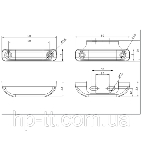 Ліхтар габаритний Fristom FT-013 C+K LED червоний на кронштейні з проводом, фото 2