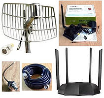 8 Вт Wi-Fi репитер підсилювач (бустер) EDUP EP-AB003 802.11b / g / n 2400 МГц з параболічною антеною 15 дБ та роутером