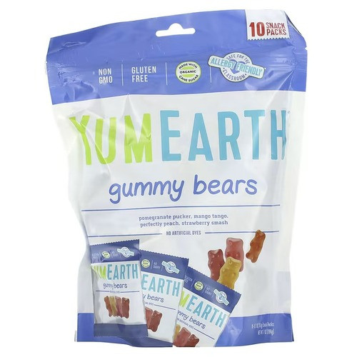 Фруктові ведмедики, YumEarth Gummy Bears 10 Snack Packs 19.8 g