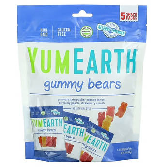 Фруктові ведмедики, YumEarth Gummy Bears 5 Snack Packs 19.8 g