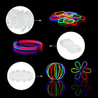 Набор светящихся неоновых палочек-браслетов и разъемов к ним, 100 штук, 0,5х20 см