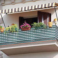 Захисна тканинна сітка для зовнішнього огородження балкона, патіо кабельними стяжками, висота 1,2 м, HDPE, зелено-білий