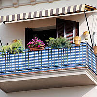 Захисна тканинна сітка для зовнішнього огородження балкона, патіо кабельними стяжками, Висота 1 м, HDPE, синьо-білий