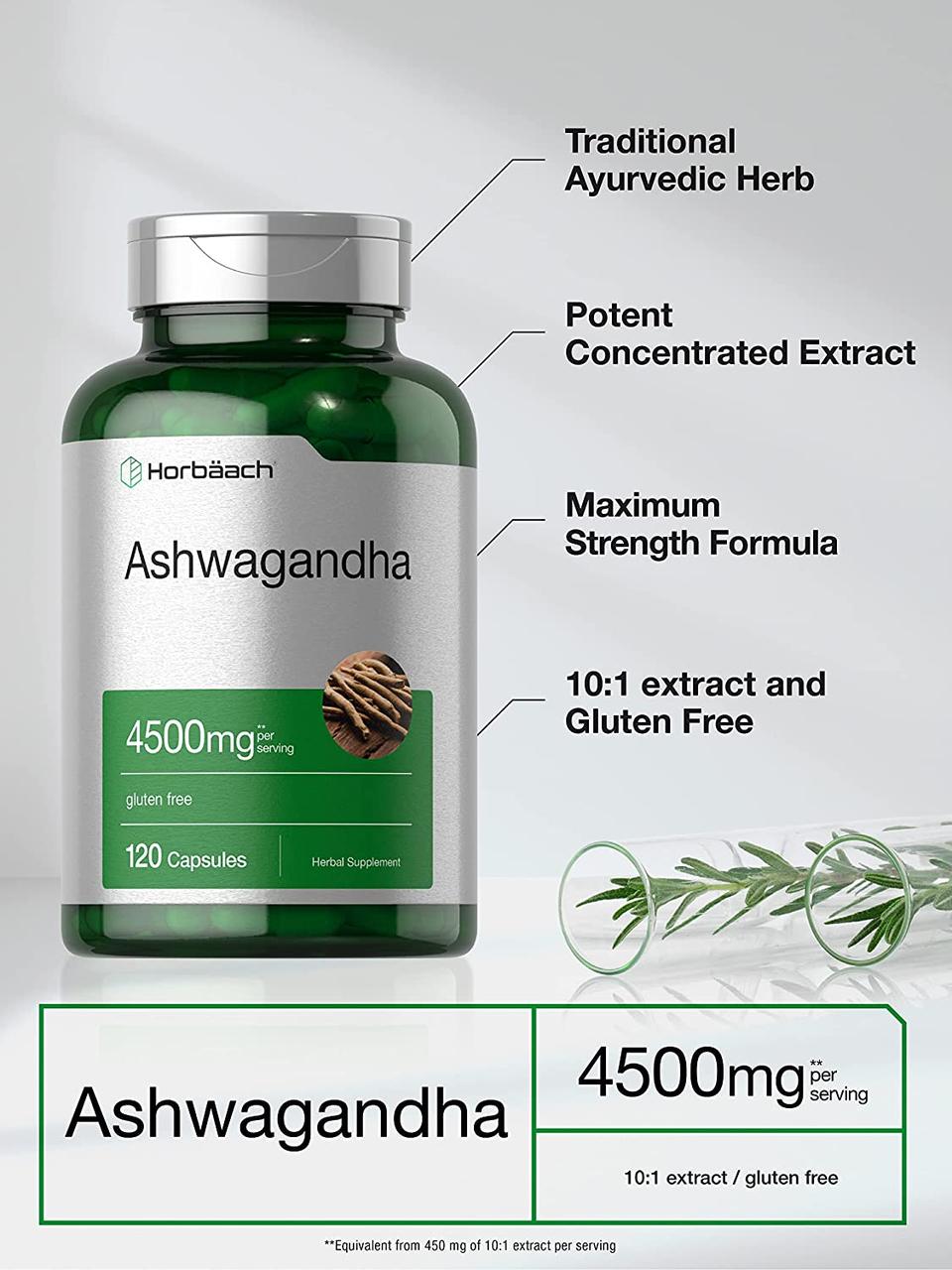 Ашваганда Horbaach Ashwagandha 4500 мг на порцию 120 капсул - фото 5 - id-p1836968170