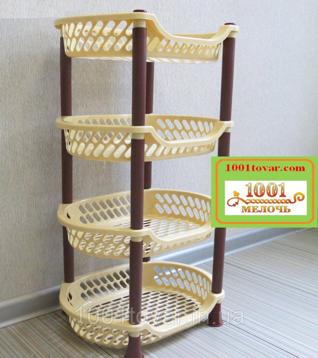 Пластикова етажерка LUX на 4 яруси, кавово-коричневий, фото 1