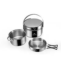 Набор посуды - 2 кастрюли, котелок, сковорода Naturehike NH22CJ005 нержавеющая сталь
