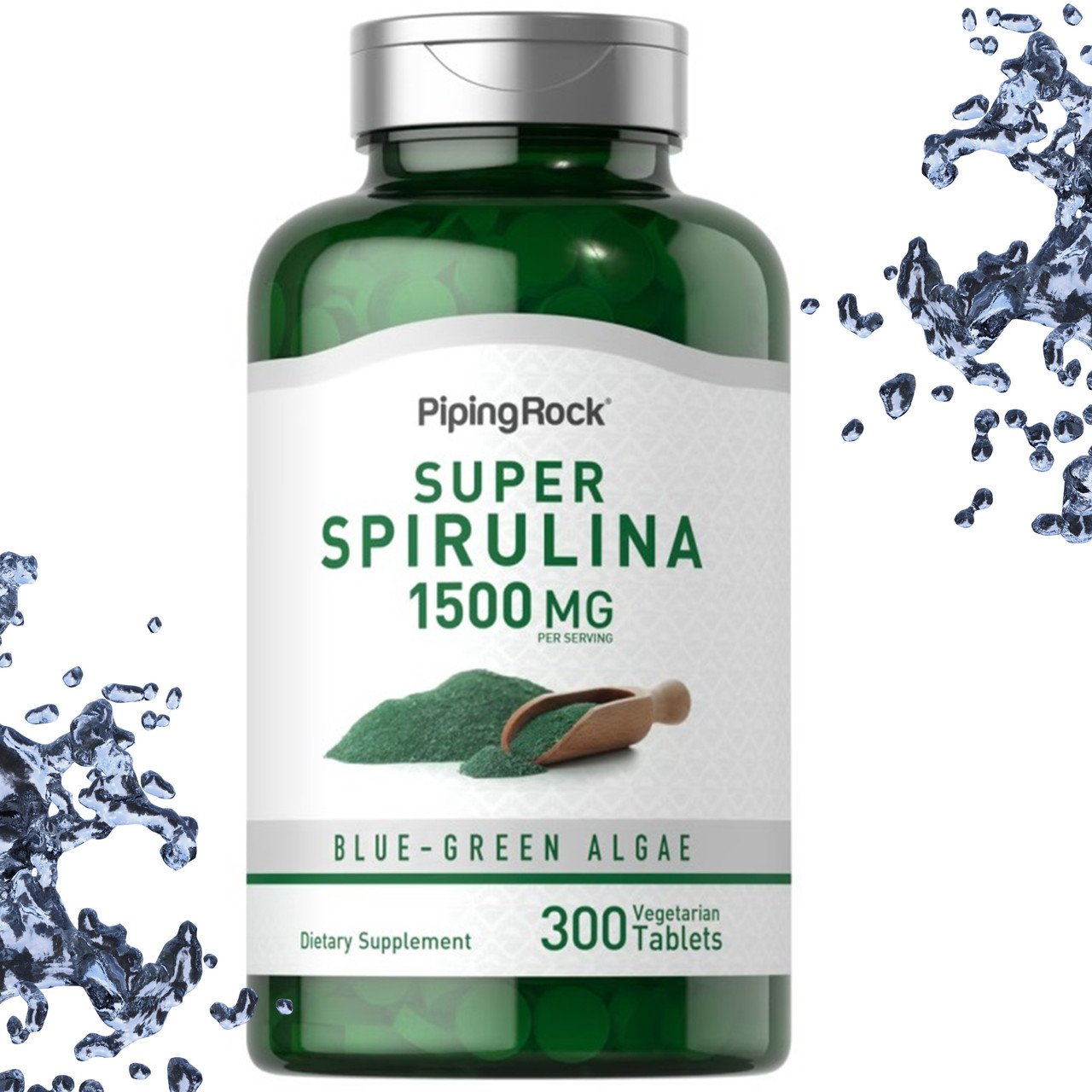 Спіруліна Piping Rock Super Spirulina 1500 мг на порцію, 300 вегетаріанських таблеток