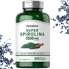 Спіруліна Piping Rock Super Spirulina 1500 мг на порцію, 300 вегетаріанських таблеток