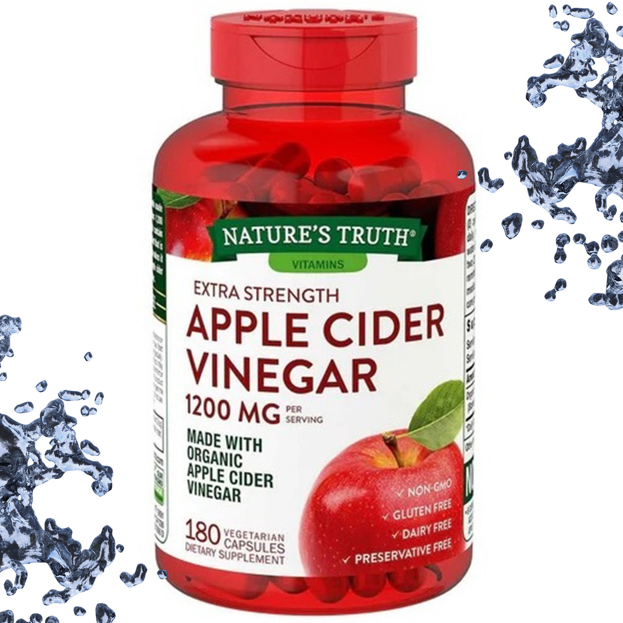 Для схуднення Nature's Truth Apple Cider Vinegar (Яблучний оцет) 1200 мг на порцію 180 капсул