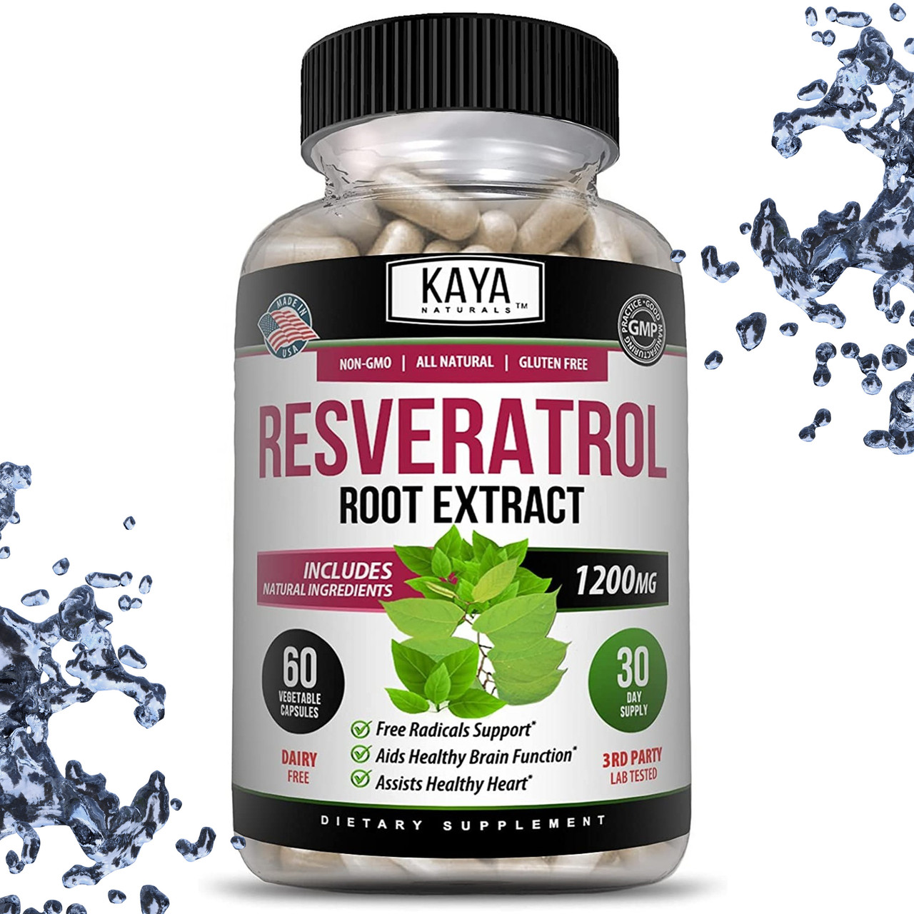 Ресвератрол Kaya Naturals Resveratrol Root Extract 1200 мг на порцію 60 капсул, фото 1