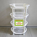 Пластикова етажерка LUX на 4 яруси, біла, блакитна, салатна, кавово-коричневий, фото 2