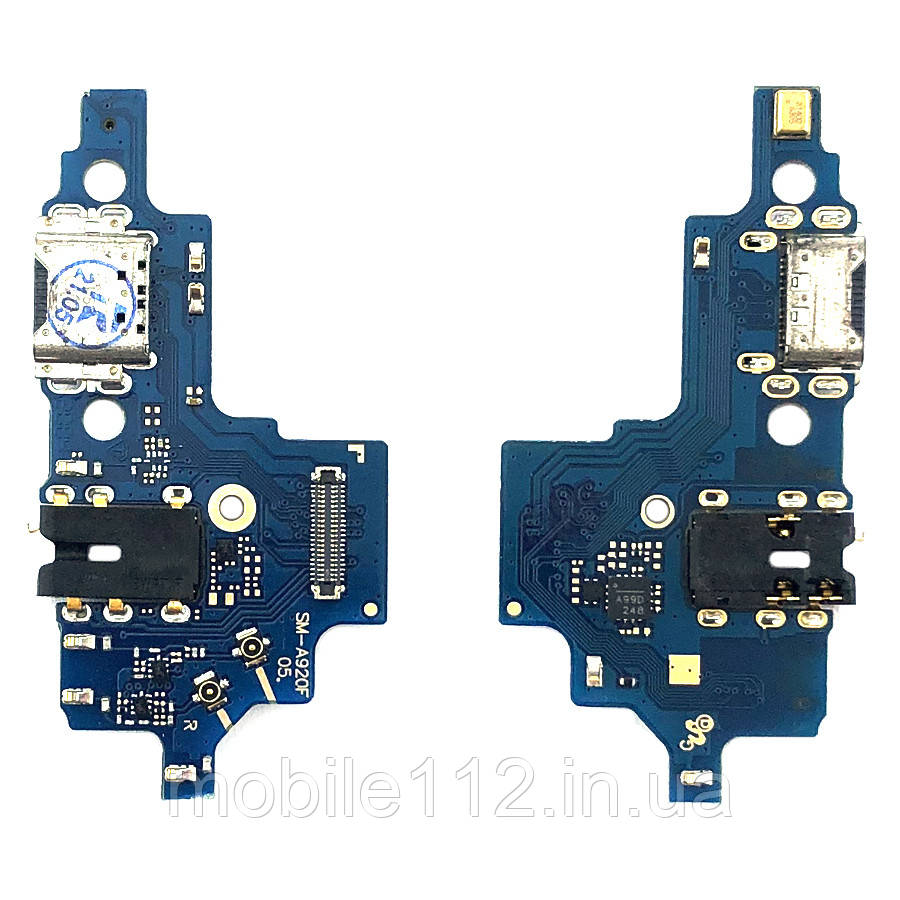 Шлейф Samsung Galaxy A9 2018 A920F з роз'ємом зарядки, навушників та мікрофоном Оригінал Китай - нижня плата, фото 1