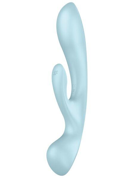Двосторонній вібратор-кролик Satisfyer Triple Oh Light Blue, 3 мотори, руків’я-масажер 18+, фото 1