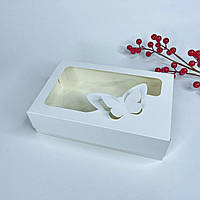 Коробка для эклеров, 230*150*60 мм, с окном "Бабочка", белая