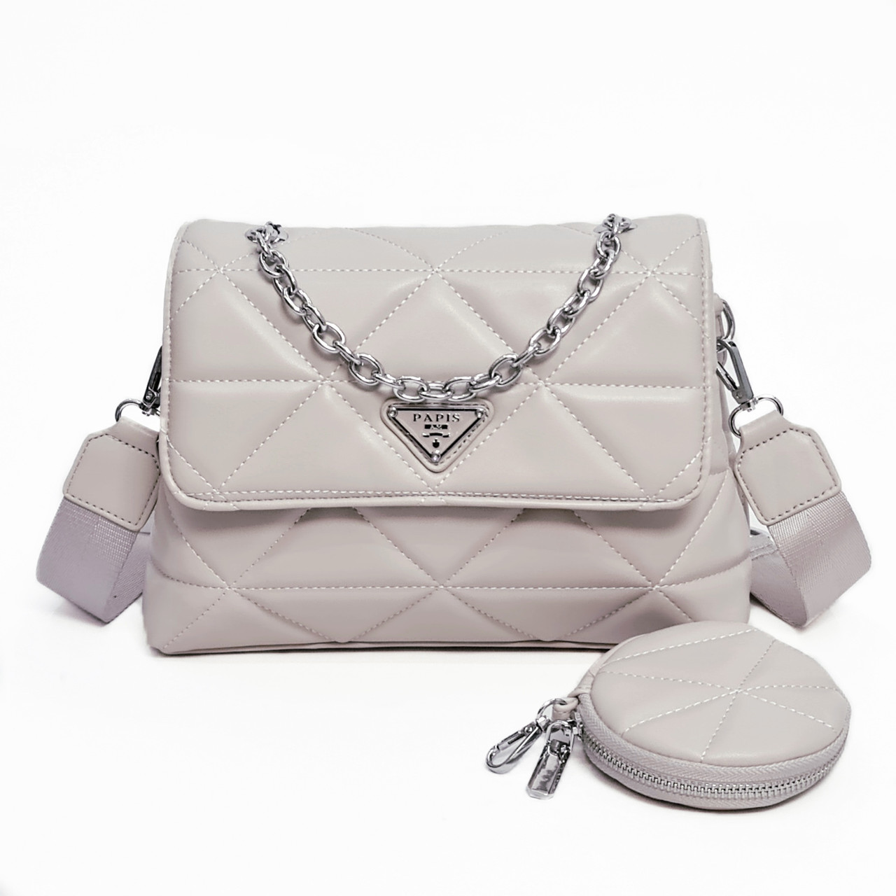 Сумка Жіноча з монетницею M&JJ пудрово-сірий 23*26*18*9 см 4026, фото 1