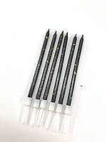 Свічки для торта  чорні з золотом, 6 штук