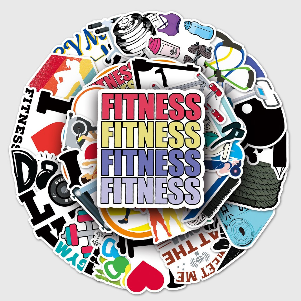 Набір вінілових наклейок стикерів Фітнес Стикербомбінг на авто ноутбук стіну 50 шт.