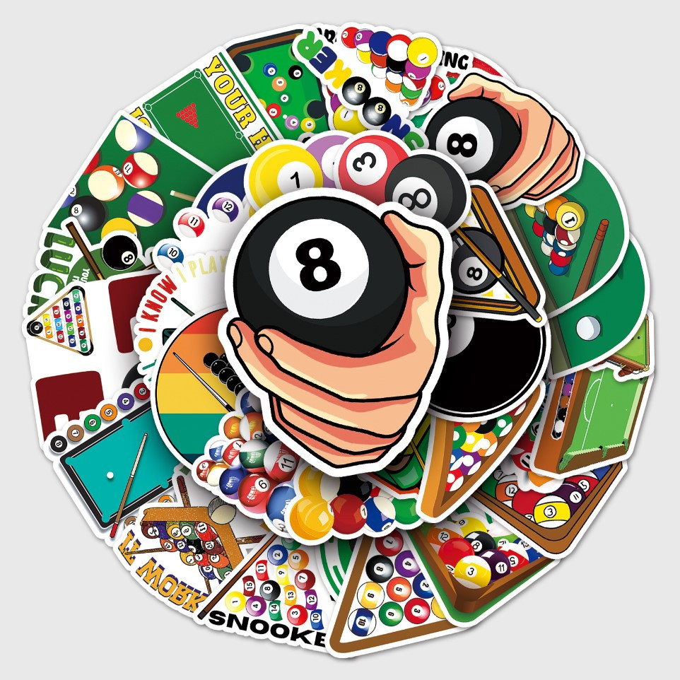 Набір вінілових наклейок стикерів Снукер Більярд Стикербомбінг на авто ноутбук стіну 50 шт.
