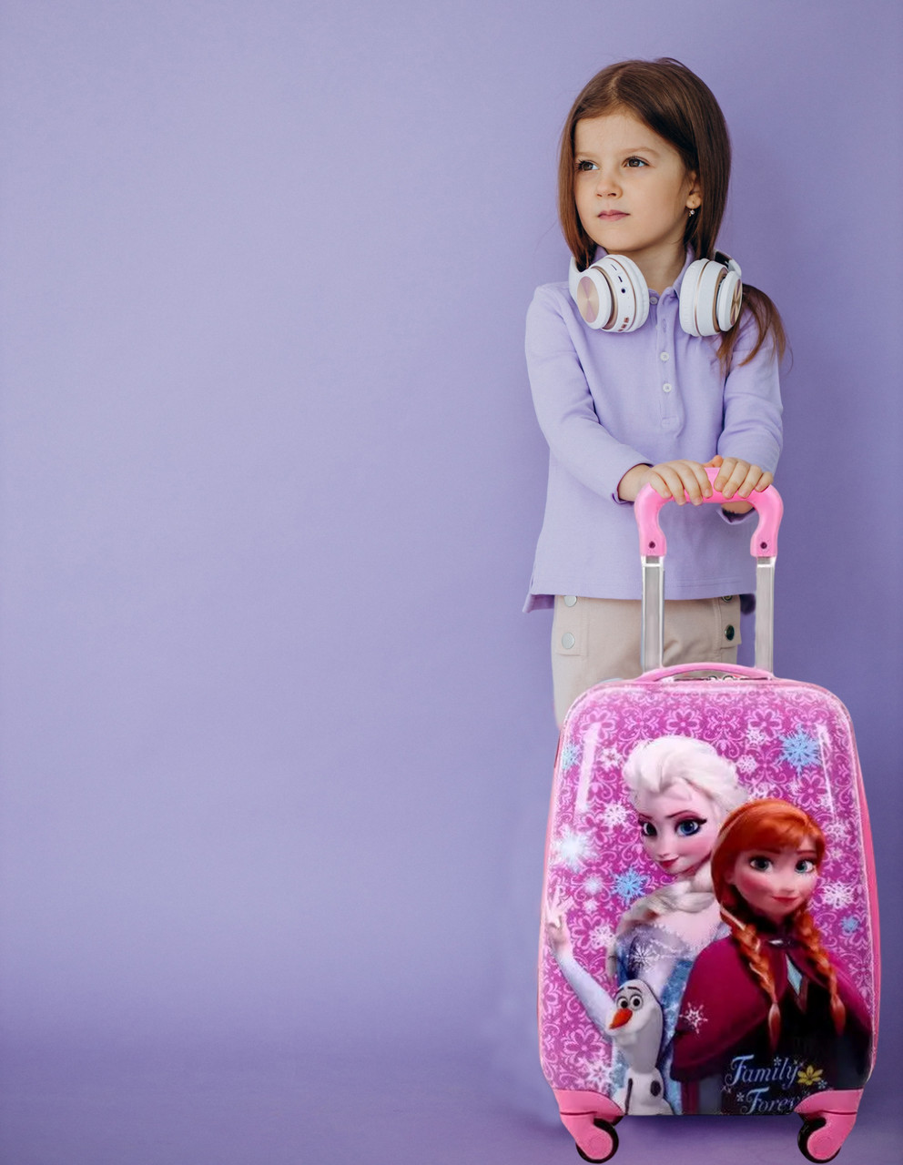 Дитяча валіза на 4 коліщатках Холодне Серце 25 літрів, колір рожевий