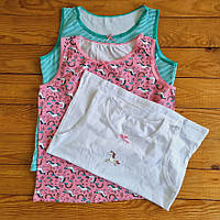 Комплект маек-топ для девочки из 3 штук, рост 152-158 (12-13 лет), цвет белый, розовый, зеленый