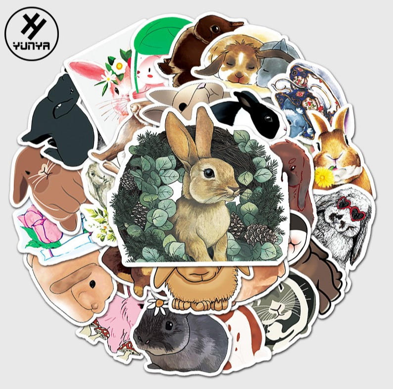 Набір вінілових наклейок стикерів Кролики Стікербомбінг на авто ноутбук стіну 50 шт.