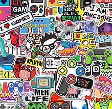 Набір вінілових наклейок стикерів Геймерський Стікербомбінг на авто ноутбук стіну 50 шт., фото 3