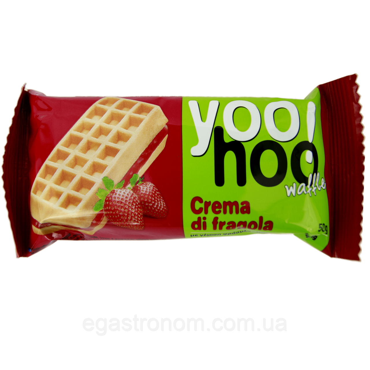 Вафлі бельгійські з полуничним кремом ЮХу YOOHOO strawberry 50g 12шт/ящ (Код: 00-00014323)