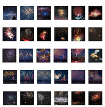 Набір вінілових наклейок стикерів Салюти Феєрверки Стикербомбінг на авто ноутбук стіну 60 шт., фото 2