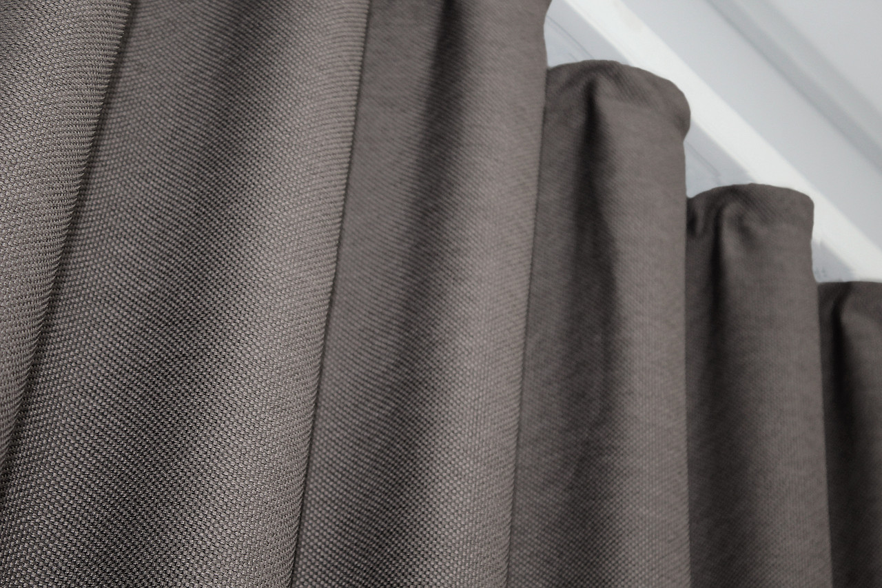 Шторная ткань, лен-блэкаут с фактурой "Лен мешковина". Высота 2,7м. Цвет серо-коричневый. Код 1160ш - фото 6 - id-p1837182138