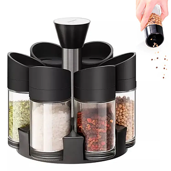 Набір для спецій 6 ємностей / Спецівниця-карусель / Набір ємностей для спецій / Органайзер для приправ