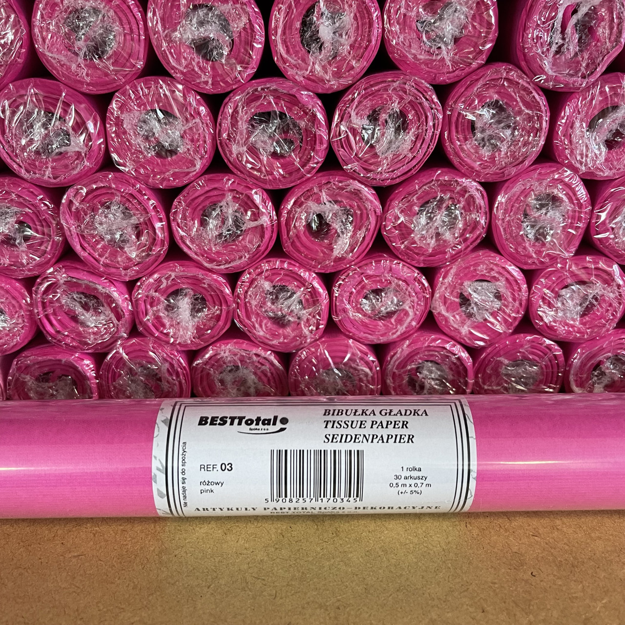 Папір тішью «Яскраво-рожевий (03)» 50x70 см, 30 аркушів