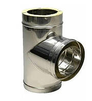 Трійник для димоходу 87' двостінний з нержавіючої сталі d100/160 мм 0.8  мм
